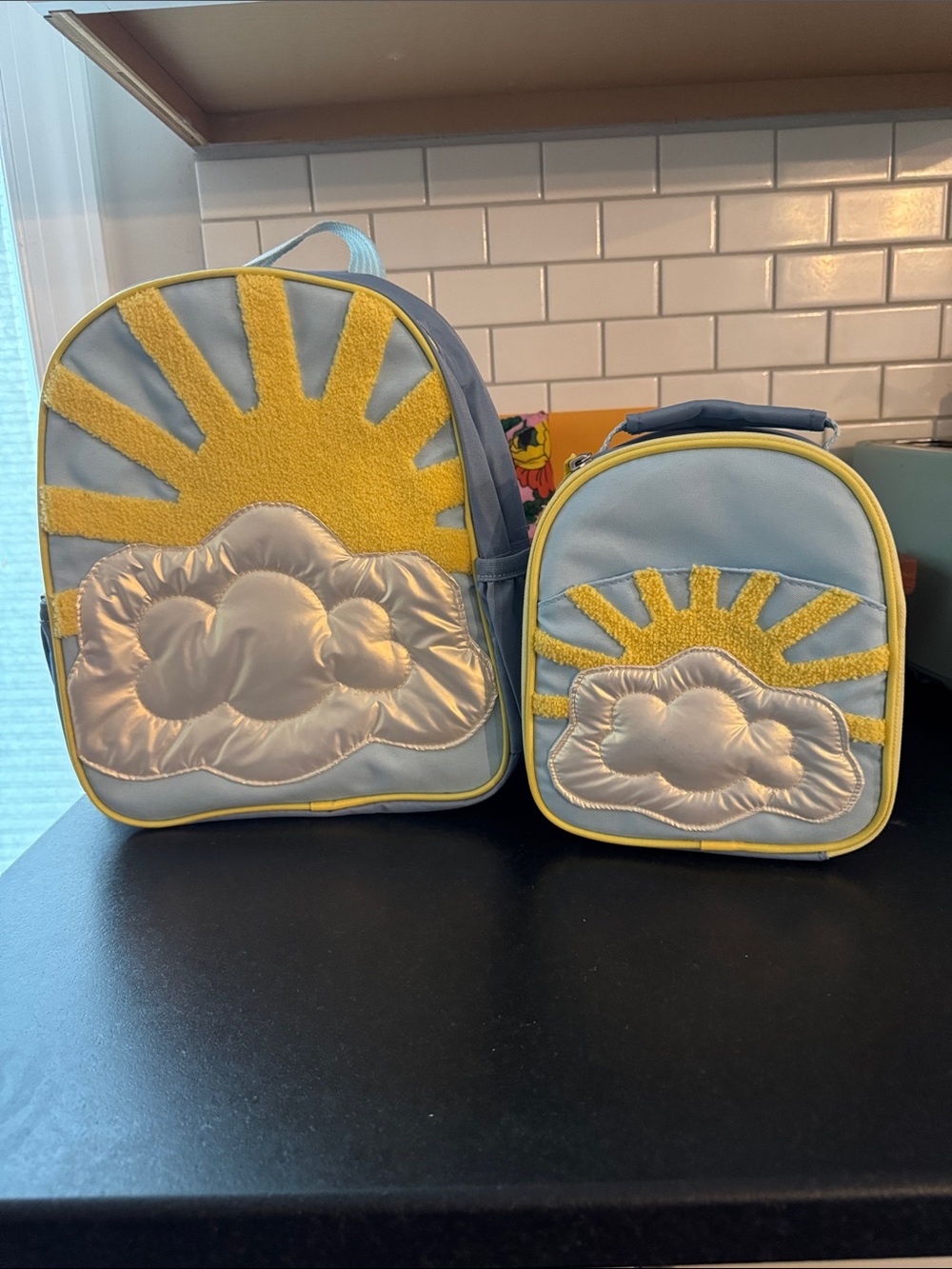 Kids Sun & Cloud Backpack and Lunch Bag Set - Blue & Yellow- pottery barn kids